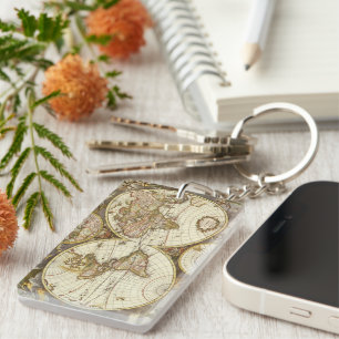 Porte-clés Carte ancienne du Monde par Frederick de Wit, vers