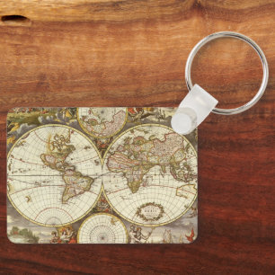 Porte-clés Carte ancienne du Monde par Frederick de Wit, vers