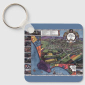 Porte-clés Carte ancienne, vue aérienne de la ville de Los An (Recto)