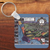 Porte-clés Carte ancienne, vue aérienne de la ville de Los An (Recto)