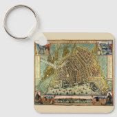 Porte-clés Carte antique Amsterdam, Hollande aka Pays-Bas (Recto)