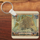 Porte-clés Carte antique Amsterdam, Hollande aka Pays-Bas (Recto)