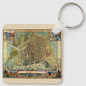Porte-clés Carte antique Amsterdam, Hollande aka Pays-Bas (Dos)