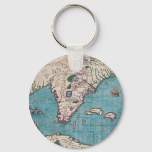Porte-clés Carte antique de Floride et Cuba