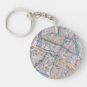 Porte-clés Carte antique de Paris