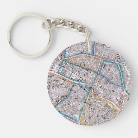 Porte-clés Carte antique de Paris (Devant)