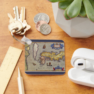 Porte-clés Carte antique du Japon par Mercator et Hondius