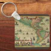 Porte-clés Carte antique du monde des Amériques, 1606 (Recto)