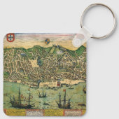 Porte-clés Carte antique, Plan de ville de Lisbonne, Portugal (Dos)