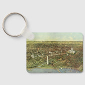 Porte-clés Carte antique, Vue panoramique de Washington DC (Verso)
