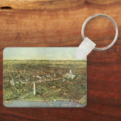 Porte-clés Carte antique, Vue panoramique de Washington DC (Recto)