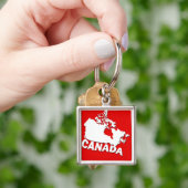 Porte-clés Carte blanche et rouge du Canada (main)