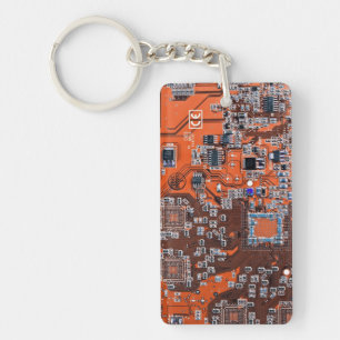 Porte-clés Carte circuit imprimé circuit orange PCB