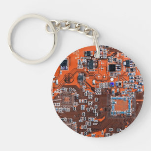 Porte-clés Carte circuit imprimé circuit orange PCB
