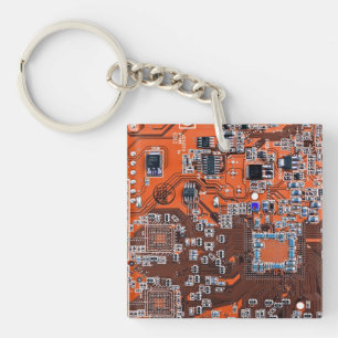 Porte-clés Carte circuit imprimé circuit orange PCB