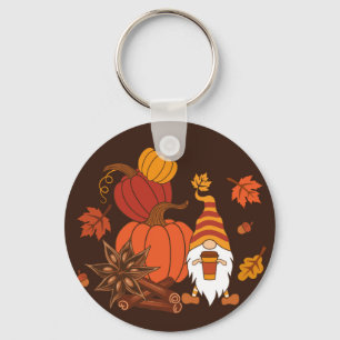 Porte-clés Carte Citrouille Gnome d'automne