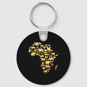 Porte-clés Carte d'Afrique Animaux Mélanine Histoire Noire Af