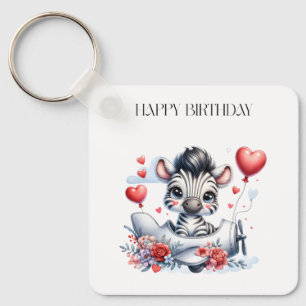 Porte-clés Carte d'anniversaire Zèbre Avion