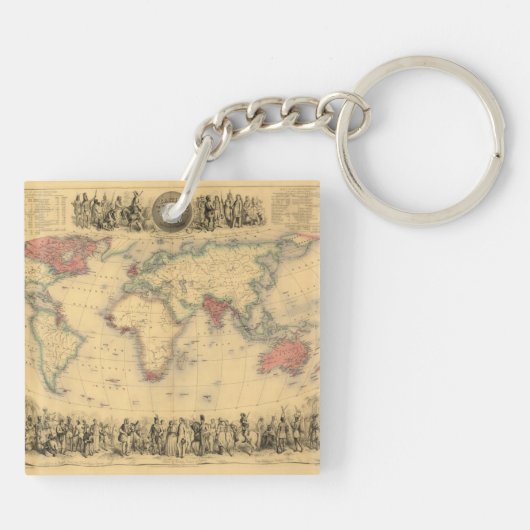 Porte-clés carte de 1850's d'Empire Britannique dans le monde (Dos)