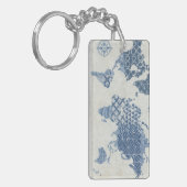 Porte-clés Carte de batik de bleu d'indigo du monde (Devant gauche)