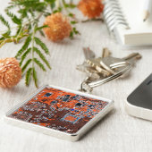 Porte-clés Carte de circuit Geek d'ordinateur Orange (Côté)