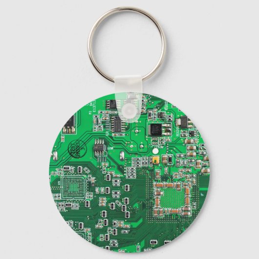Porte-clés Carte de circuit Geek d'ordinateur vert (Recto)