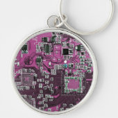 Porte-clés Carte de circuit Geek d'ordinateur violet (Devant)