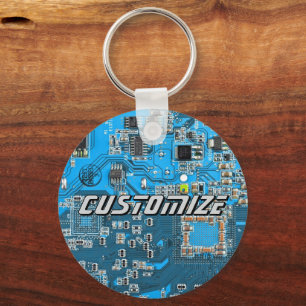 Porte-clés Carte de circuit imprimé personnalisée en bleu pou