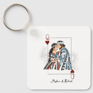 Porte-clés Carte de couple King Queen