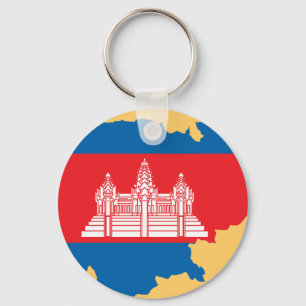 Porte-clés Carte de drapeau du Cambodge