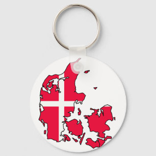 Porte-clés carte de drapeau du Danemark