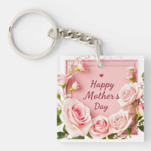 Porte-clés Carte de Fête des Mères Rose Rose Élégante