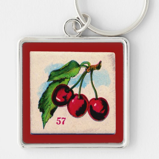 Porte-clés Carte de jeu Cerises vintages (Devant)
