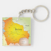 Porte-clés Carte de la Bolivie avec les villes et les frontiè (Dos)