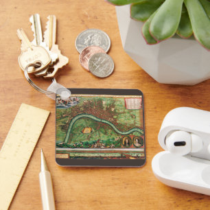 Porte-clés Carte de la rue antique de Londres par Johannes de