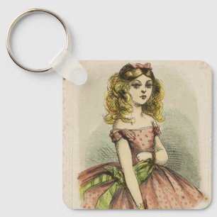 Porte-clés Carte de la Saint-Valentin romantique rétro, 19e s