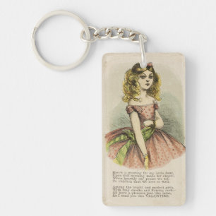 Porte-clés Carte de la Saint-Valentin romantique rétro, 19e s