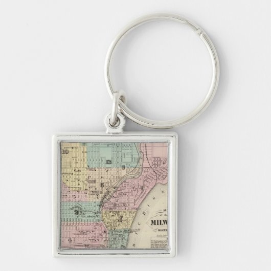 Porte-clés Carte de la ville de Milwaukee, Milwaukee Co (Devant)