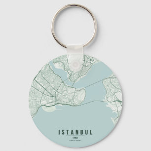 Porte-clés Carte de la ville d'Istanbul Turquie & Texte perso