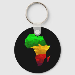 Porte-clés Carte de l'Afrique Vert Jaune Rouge Fière Africain