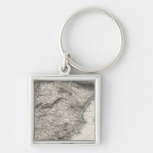 Porte-clés Carte de l'Espagne et du Portugal par Stieler