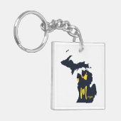 Porte-clés Carte de l'état de l'Université du Michigan Bleu e (Devant gauche)