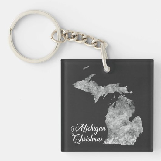 Porte-clés Carte de l'état du Michigan Noël Flèches de neige (Devant)