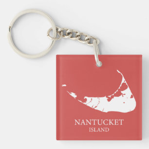 Porte-clés Carte de l'île de Nantucket Nantucket rouge
