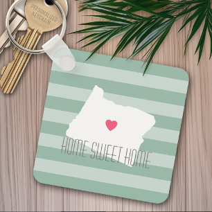 Porte-clés Carte de l'Oregon Maison État Amour avec Cœur Pers