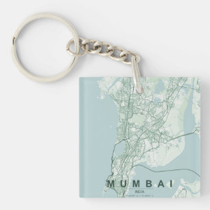 Porte-clés Carte de Mumbai Inde & Texte personnalisé
