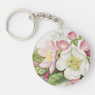 Porte-clés Carte de Noël vintage rétro, Fleurs de pommier