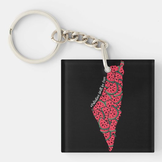 Porte-clés Carte de Palestine remplie de pastèques | Palestin (Devant)