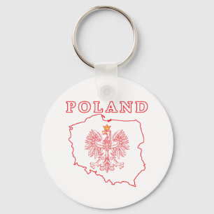 Porte-clés Carte de Pologne Rouge avec aigle