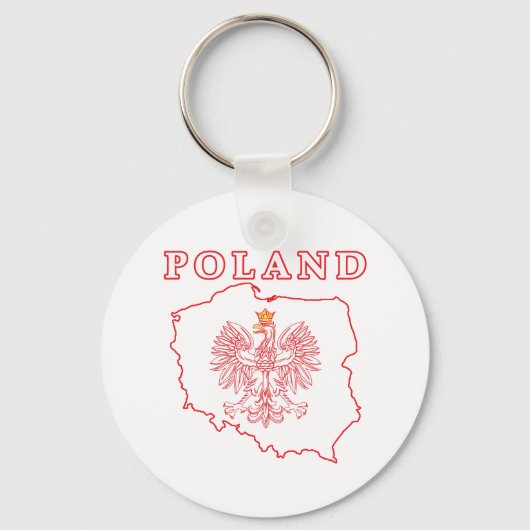 Porte-clés Carte de Pologne Rouge avec aigle (Recto)